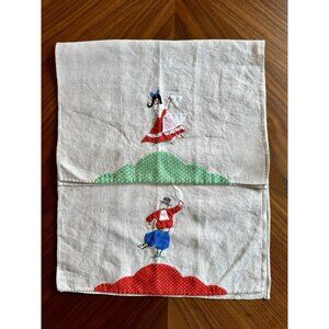 Hand Sewn Handkerchiefs Embroidered Man And Woman Vintage Lot of 2